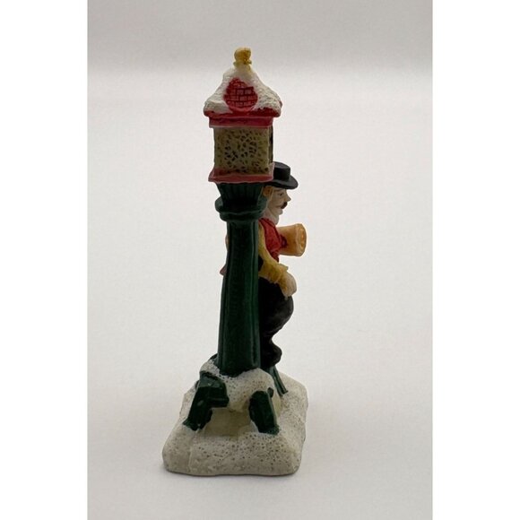 Vintage Christmas Village Figurine Street Clock with Waiting Man Snow Covered - Picture 5 of 7